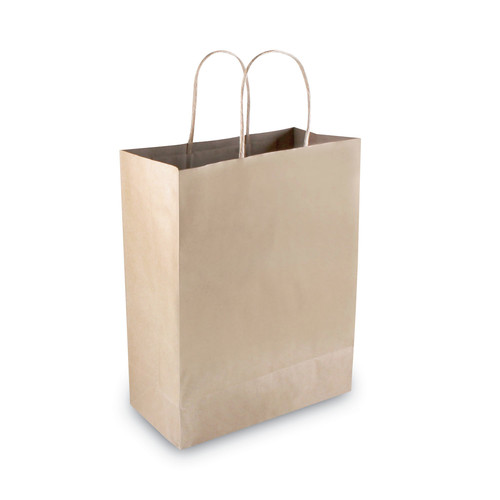 Food Service | Cosco 091565 10 in. x 4.5 in. x 13 in. Natural Twisted-Paper Handles Premium Shopping Bag - Brown (50/Box) image number 0
