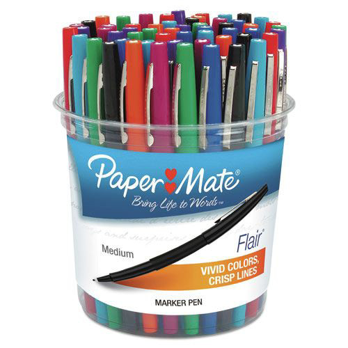Pens | Paper Mate 4651 1.4 mm Point Guard Flair Bold Felt Tip Porous Point Stick Pen - Assorted Ink and Barrel Colors (48/Set) image number 0