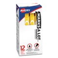 Permanent Markers | Avery 08882 Broad Chisel Tip Large Desk-Style MARKS A LOT Permanent Marker - Yellow (1-Dozen) image number 0