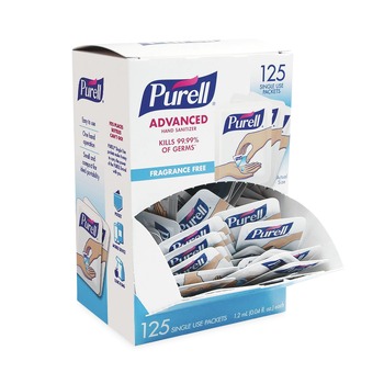 PURELL 9630-12-125NS-CT 1.2 ml Packet Fragrance-Free Gel Advanced Hand Sanitizer Single Use (1500/Carton)