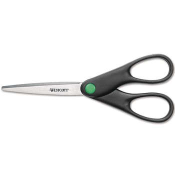 Westcott 44218 7 in. Long 2.75 in. Cut Length KleenEarth Scissors - Straight Black Handle