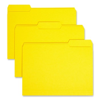 Smead 10271 1/3-Cut Tabs Assorted Letter Size 0.75 in. Expansion Interior File Folders - Yellow (100/Box)