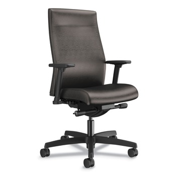 OFFICE FURNITURE AND LIGHTING | HON HONI2UL2AU10TK Ignition 2.0 17 in. - 22 in. Seat, Supports 300 lbs., Upholstered Mid-Back Task Chair With Lumbar - Black Vinyl Seat/Back, Black Base