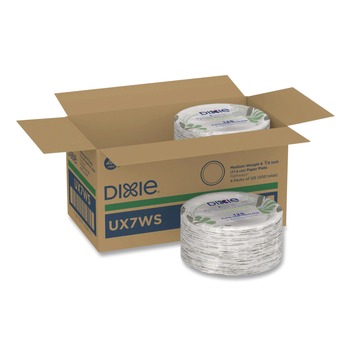 BOWLS AND PLATES | Dixie UX7WS Pathways Soak-Proof Shield WiseSize 6.88 in. Paper Plates - Green/Burgundy (125/Pack)