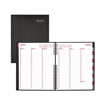 Brownline CB950C-BLK 11 in. x 8.5 in. 12-Month (Jan to Dec) 2025 CoilPro Weekly Appointment Book in Columnar Format - Black Lizard-Look Cover