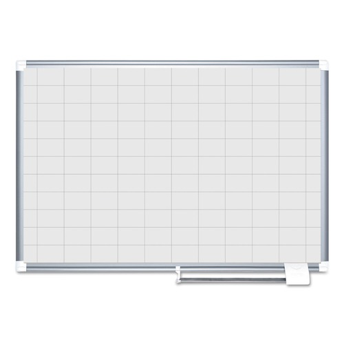 White Boards | MasterVision MA0593830 48 in. x 36 in. 2 in. x 3 in. Cells Gridded Magnetic Steel Dry Erase Project Planning Board - White Surface/Satin Aluminum Frame image number 0