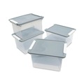 File Folders | Storex 61530U01C 18.5 in. x 14.25 in. x 10.88 in. Portable Letter/Legal File Tote with Locking Handles - Clear/Silver image number 5