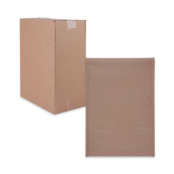 Universal UNV62264 10.5 in. x 16 in. Barrier Bubble Air Cell Cushion Self-Adhesive Closure #5 Natural Self-Seal Cushioned Mailer - Kraft (80/Carton)
