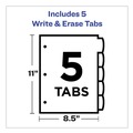 Back to School Sale | Avery 16170 Write and Erase Big Tab 11 in. x 8.5 in. 5-Tab 3-Hole Punched Durable Plastic Dividers - Assorted (1-Set) image number 3