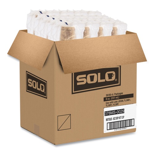  | SOLO 378MS-0029 8 oz. Printed Mistique Polycoated Hot Paper Cup - Brown (1000/Carton) image number 0