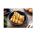 Food Trays, Containers, and Lids | Pactiv Corp. 0CN8083200BL EarthChoice MealMaster 8 in. Diameter x 2.12 in. H 32 oz. Plastic Container with Lid - Black/Clear (250/Carton) image number 3