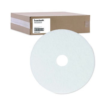 Boardwalk BWK4014WHI 14 in. Diameter Polishing Floor Pads - White (5/Carton)