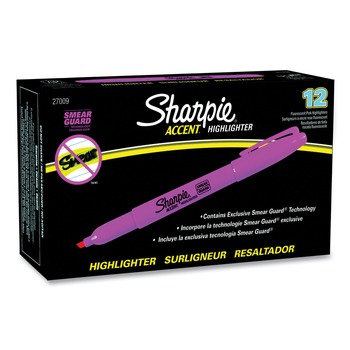 Sharpie 27009 Chisel Tip Pocket Style Highlighters - Fluorescent Pink Ink, Pink Barrel (1-Dozen)