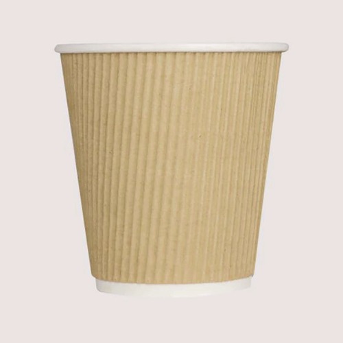 Cups and Lids | Karat C-KRC510 10 oz Ripple Hot Cups - Kraft/White (500/Carton) image number 0