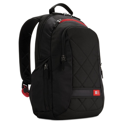 Office Accessories | Case Logic 3201265 6.3 in. x 13.4 in. x 17.3 in. Polyester Diamond Backpack - Black image number 0