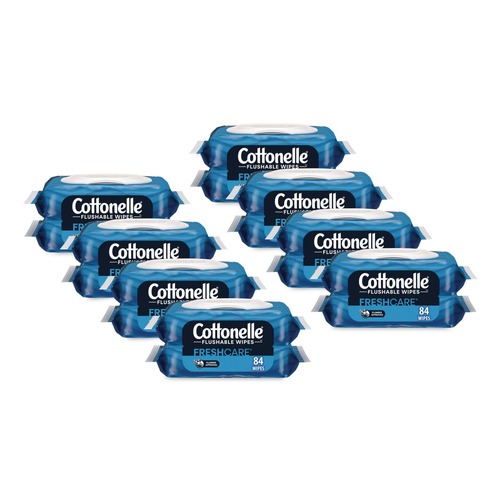 Cleaning Cloths | Cottonelle 35970 Fresh Care 1-Ply 3.73 in. x 5.5 in. Flushable Cleansing Cloths - White (8/Carton) image number 0