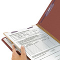 File Folders | Smead 18775 Four SafeSHIELD Fasteners 2/5-Cut Tabs 1 Divider Legal Size Pressboard Classification Folders - Red (10/Box) image number 5