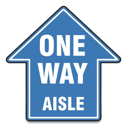 Floor Signs & Safety Signs | GN1 MFS466ESP 17 in. x 17 in. "One Way Aisle" Slip-Gard Social Distance Floor Signs - Blue (25/Pack) image number 0