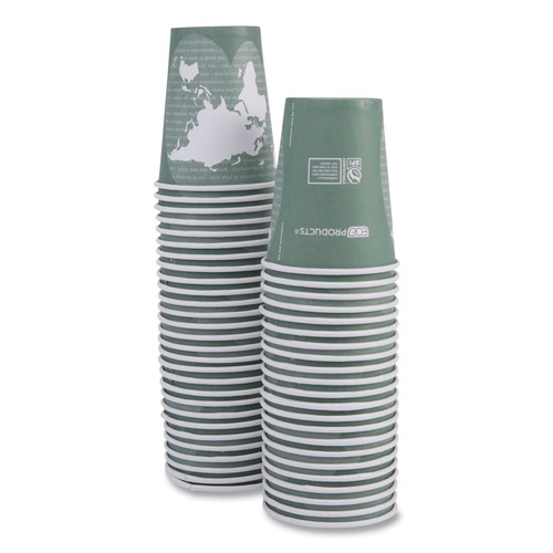  | Eco-Products EP-BHC12-WA 12 oz. World Art Renewable and Compostable Paper Hot Cups - Gray (20 Packs/Carton) image number 0