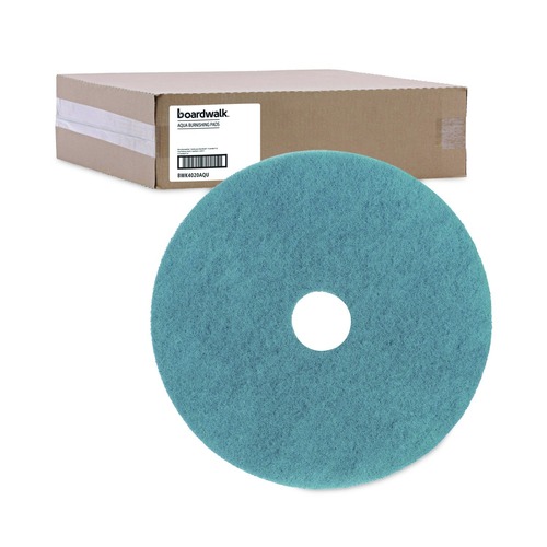 Just Launched | Boardwalk BWK4020AQU 20 in. Diameter Burnishing Floor Pads - Aqua (5/Carton) image number 0