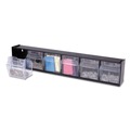 Boxes & Bins | Deflecto 20604OP Tilt Bin 23.63 in. x 3.63 in. x 4.5 in. Interlocking Multi-Bin Storage Organizer - Black/Clear image number 9