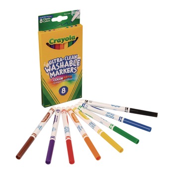 WASHABLE MARKERS | Crayola 587809 Fine Bullet Tip Ultra-Clean Washable Markers - Assorted Colors (8/Set)