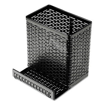 DESKTOP ORGANIZERS | Artistic ART20014 Urban Collection 3.5 in. x 3.5 in. Perforated Steel Punched Metal Pencil Cup/Cell Phone Stand - Black