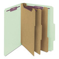 File Folders | Smead 14091 8 SafeSHIELD Fasteners 2/5-Cut Tabs 3 Dividers Letter Size Pressboard Classification Folders - Gray-Green (10/Box) image number 0