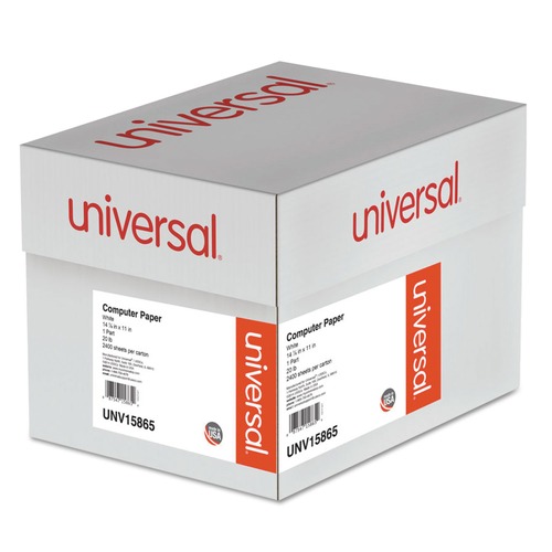 Back to School Sale | Universal UNV15865 14.88 in. x 11 in. 20 lbs. 1-Part Printout Paper - White (2400/Carton) image number 0