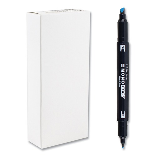 Back to School Sale | Tombow Mono 56413 Chisel/Bullet Tip Highlighters - Skyblue Barrel/Skyblue Ink (10/Box) image number 0