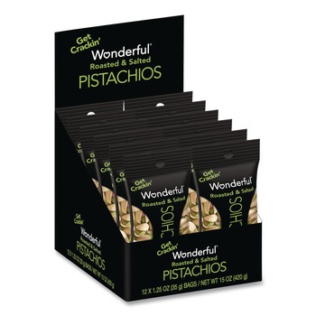 Paramount Farms 072142A25XA 1.5 oz Wonderful Pistachios In-Shell - Roasted and Salted (12/Box)