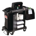 Cleaning Carts | Suncast Commercial HKCCH200 23.25 in. x 53.22 in. x 53.06 in. 1 Shelf Plastic Compact Premium Housekeeping Cart - Black image number 2
