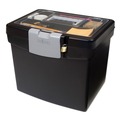 Desktop Organizers | Storex 61504U01C 13.25 in. x 10.88 in. x 11 in. Letter Files Portable File Box With Large Organizer Lid - Black image number 1