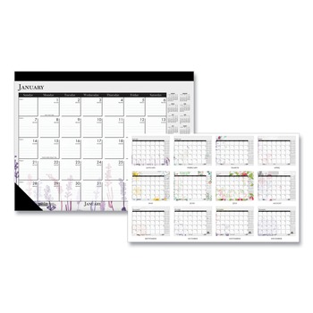 House of Doolittle 197 22 in. x 17 in. 12-Month (Jan-Dec) 2026 Recycled Desk Pad Calendar - Wild Flowers Artwork