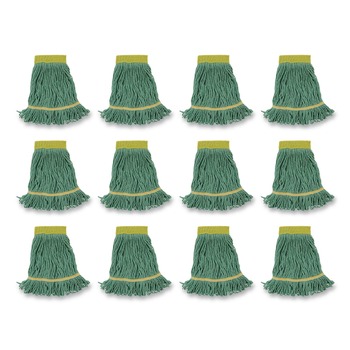 Boardwalk BWK501GN 5 in. Headband Super Loop Cotton/Synthetic Fiber Wet Mop Head - Small, Green (12/Carton)