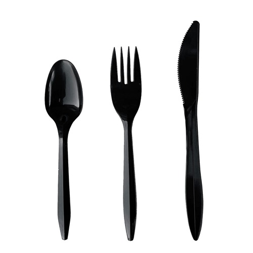 Cutlery | Boardwalk BWK4KITBLPP 4-Piece Mediumweight Cutlery Kit - Black (250/Carton) image number 0