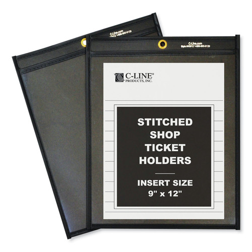 Sheet Protectors | C-Line 45912 75-Sheet 9 x 12 Stitched Shop Ticket Holders - One Side Clear (25/Box) image number 0
