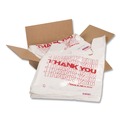Food Service | Barnes Paper Company 8416THYOU 8 in. x 4 in. x 16 in. Thank You High-Density Shopping Bags - White/Red (2000/Carton) image number 0