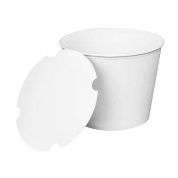 Karat C-FB130W_BUNDLE 8.46 in. x 6.6 in. 130 oz. Paper Food Bucket with Lid - White (150/Carton)
