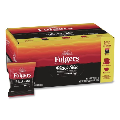 Coffee | Folgers 2550000019 1.4 oz. Packet Coffee - Black Silk (42/Carton) image number 0