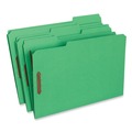 File Folders | Universal UNV13526 Deluxe Reinforced 1/3-Cut Top Tab Legal Size Folders with Fasteners - Green (50/Box) image number 0