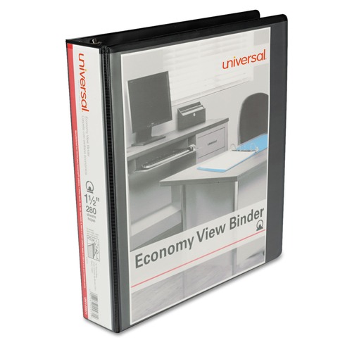 Binders | Universal UNV20971 3 Rings 1.5 in. Capacity Economy Round Ring View 11 in. x 8.5 in. Binder - Black image number 0