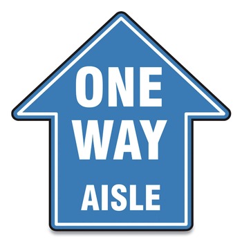 GN1 MFS464ESP 12 in. x 12 in. "One Way Aisle" Slip-Gard Social Distance Floor Signs - Blue (25/Pack)