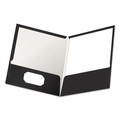 File Folders | Oxford 51706EE 100-Sheet Capacity 11 in. x 8.5 in. High Gloss Laminated Paperboard Folder - Black (25/Box) image number 0
