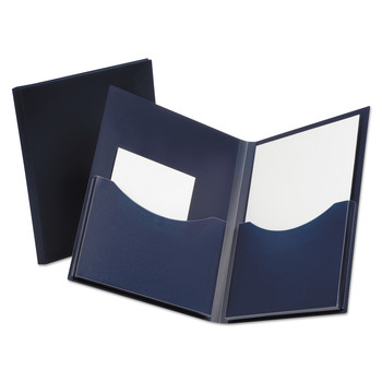 FILE FOLDERS | Oxford 57455EE 11 in. x 8.5 in. 200-Sheet Capacity Poly Double Stuff Gusseted 2-Pocket Folder - Navy