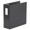 Binders | Universal UNV20706 11 in. x 8.5 in. 4 in. Capacity 3 Rings Deluxe Non-View D-Ring Binder with Label Holder - Black image number 1