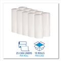 Trash & Waste Bins | Boardwalk H4823LWKR01 24 in. x 23 in. 10 gal. 0.4 mil. Low-Density Waste Can Liners - White (25 Bags/Roll, 20 Rolls/Carton) image number 3