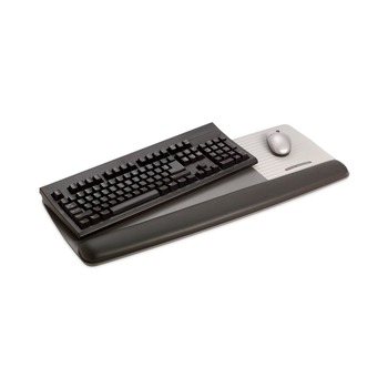 3M WR422LE 25.5 in. x 10.6 in. Antimicrobial Gel Mouse Pad/Keyboard Wrist Rest Platform - Black/Silver