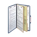 File Folders | Smead 19035 Six SafeSHIELD Fasteners 2 Dividers Legal Size Six-Section Pressboard Top Tab Classification Folders - Dark Blue (10/Box) image number 2