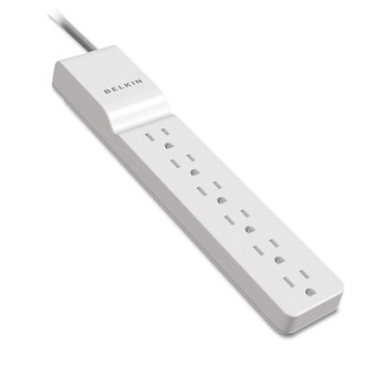 SURGE PROTECTORS | Belkin BE106000-04 720 J 6 AC Outlets 4 ft. Cord Home/Office Surge Protector - White